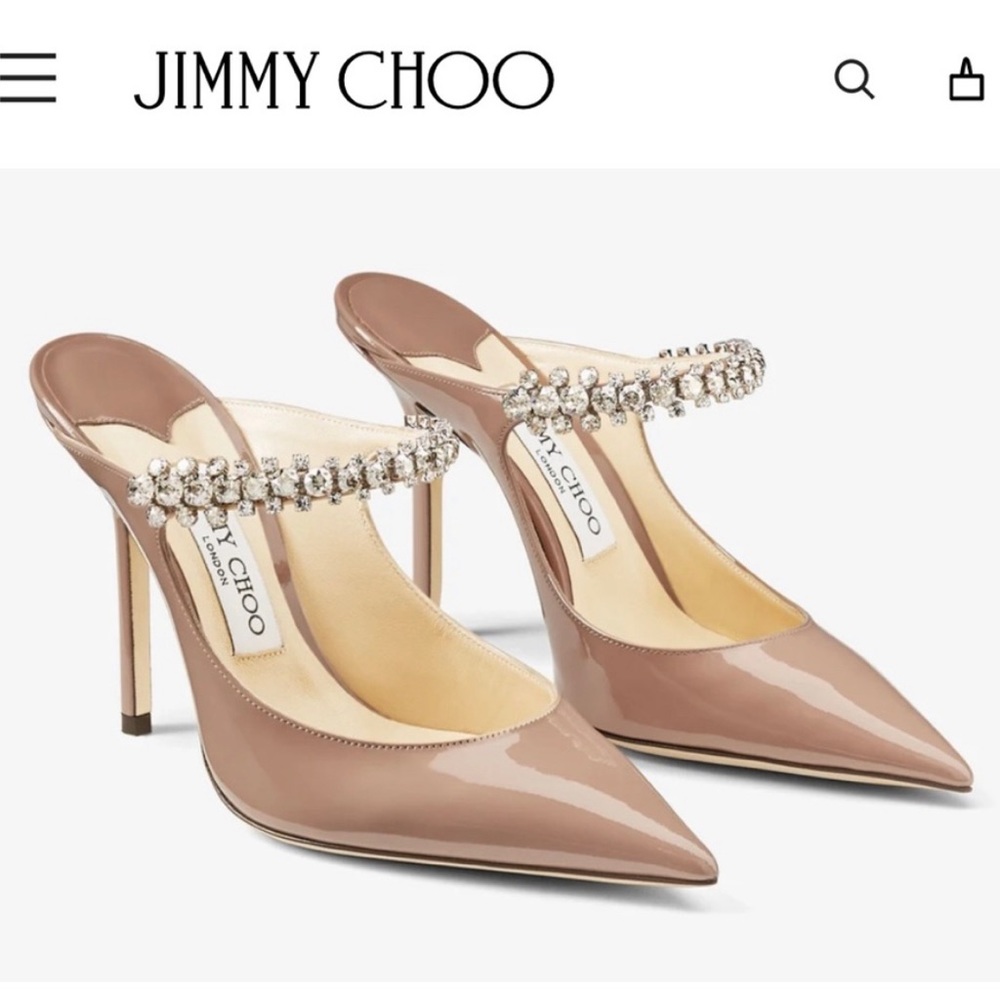 Jimmy Choo Bing Patent Jeweled Mule